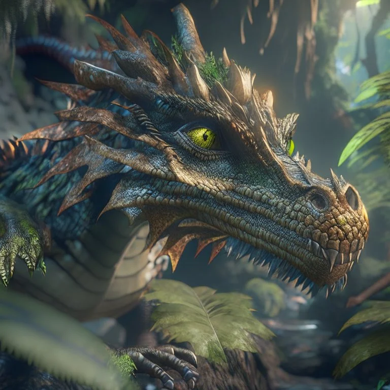 jungle dragon, unreal engine 5, 8k resolution, photorealistic, ultra detailed