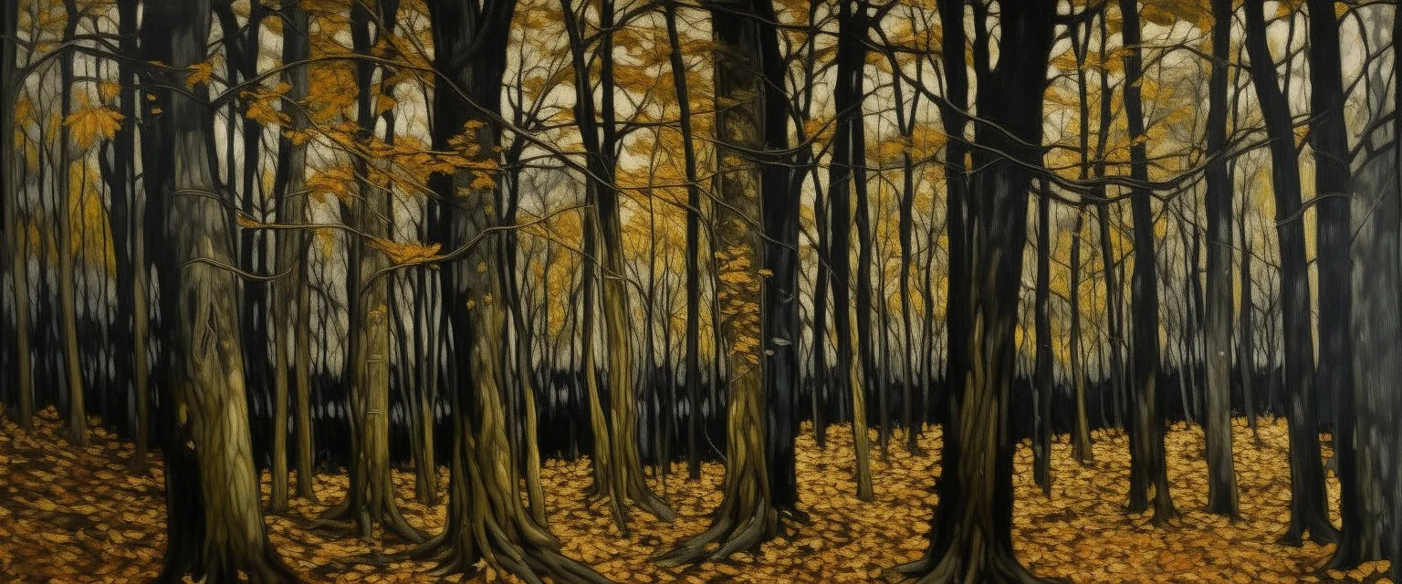 A black maple tree woods painted by Alan Sorrell