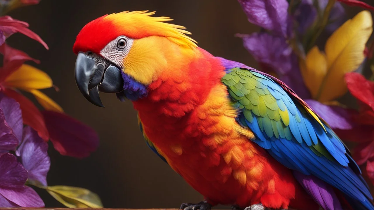 red, yellow and violet coloured parrot, perfect sparkling eyes, perfect anatomy, exquisite composition, beautiful detailed intricate detailed octane render, 8k artistic photography, photorealistic, soft natural volumetric cinematic perfect light, chiaroscuro, award-winning photograph, masterpiece, raphael, caravaggio, bouguereau