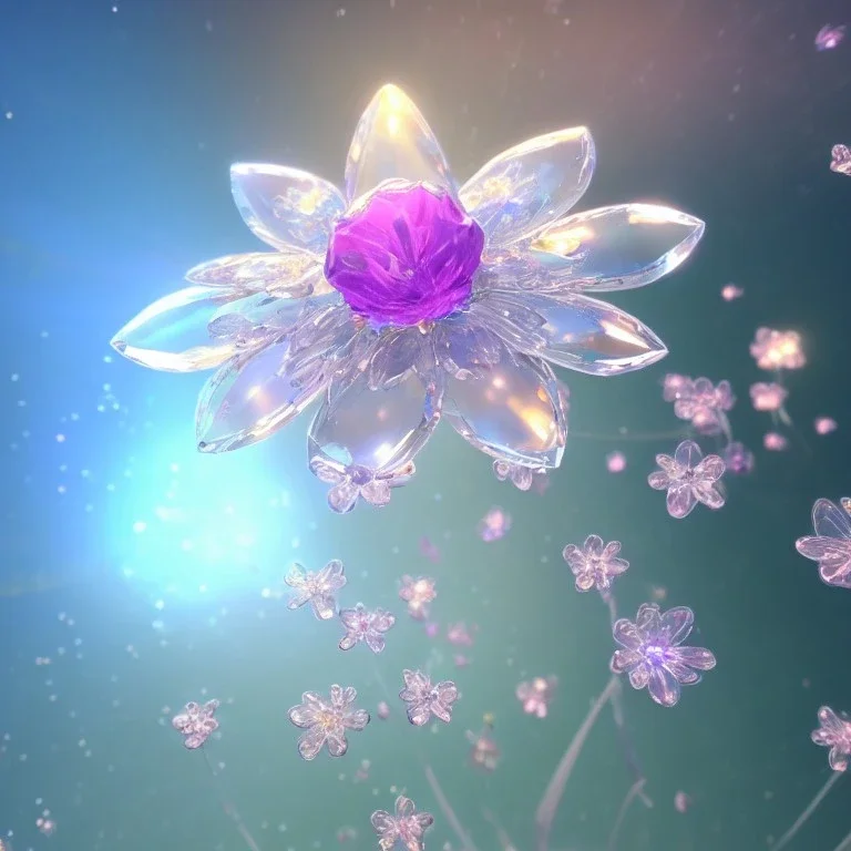 one big crystal subtle flower in a galactic ambiance with a beautiful fairy, transparent petals, delicate colors, in the foreground, full of details, smooth，soft light atmosphere, light effect，vaporwave colorful, concept art, smooth, extremely sharp detail, finely tuned detail, ultra high 3d depth, definition, 8 k, unreal engine 5, ultra sharp focus