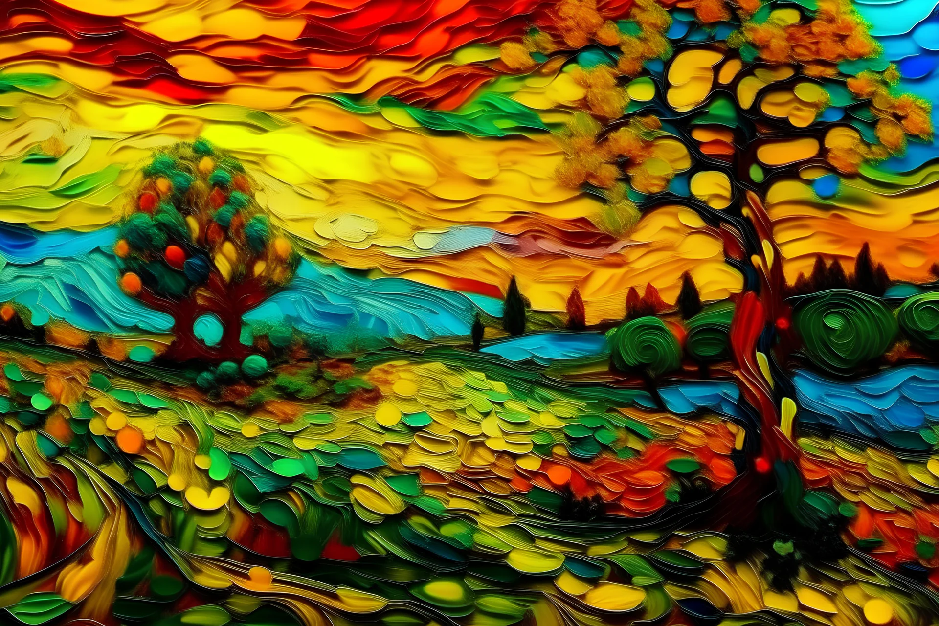 landscape, surreal, colorful painting, Modifiers: beautiful high definition Van Gogh acrylic art