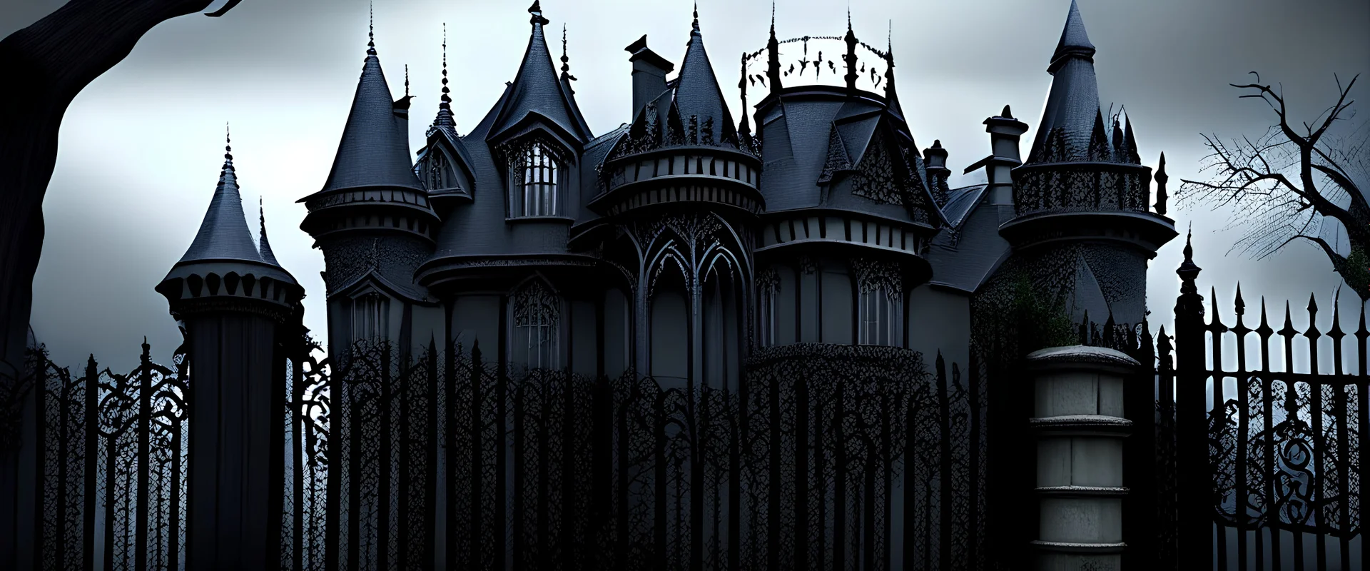 gothic house with fence