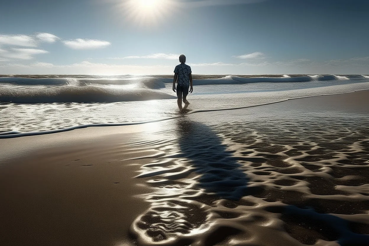 extremely detailed realistic photograph of a person on the beach