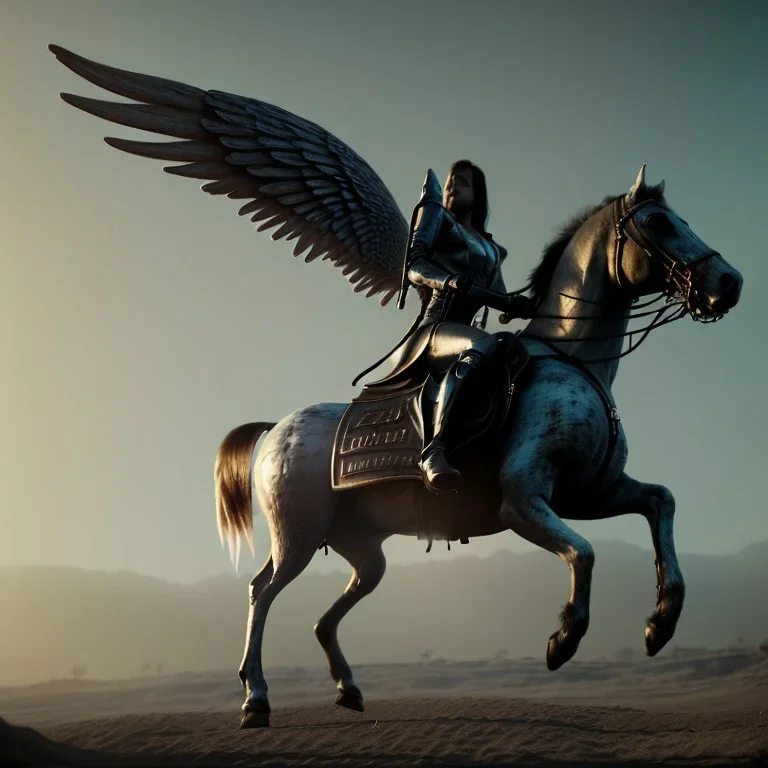 angel of death riding a horse, fantasy, 4k, 8k, highly detailed, cinematic, ultra photorealistic, ultra realistic, volumetric lighting