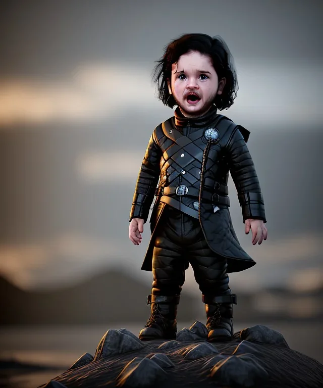 Jon snow toddler, full body, angry, dragon, dramatic lighting, hyper realistic