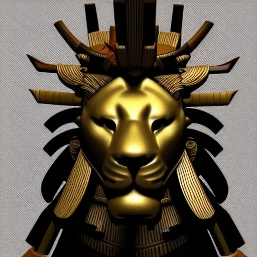 Samurai, 3d, très détaillé, lion, anthropomorphique