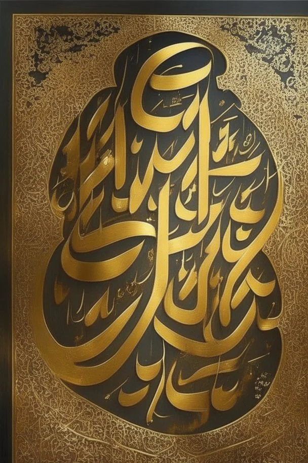 Painting, Arabic, Islamic, calligraphy, gold, inscriptions, decorations, peace be upon you