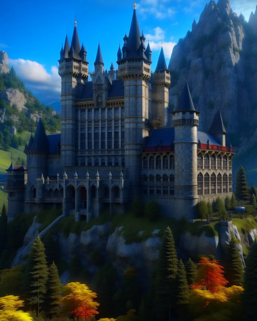 Castle in the mountains incredibly detailed gothic architecture hyperrealistic 8k artwork