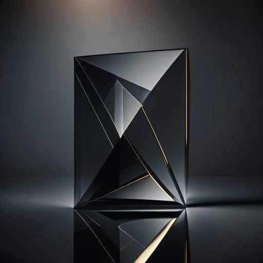 Create a visually striking geometry hi tech prisma simple minimal in dark glass reflections abstract composition that embodies the essence of luxury and craftsmanship