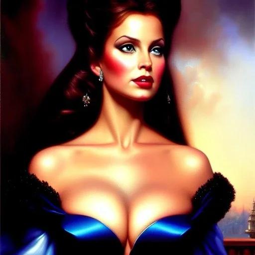 portrait of beautiful busty cinderella painting by Brom, oil on canvas, cinematic composition, extreme detail,cinematic composition,fit full head inside picture