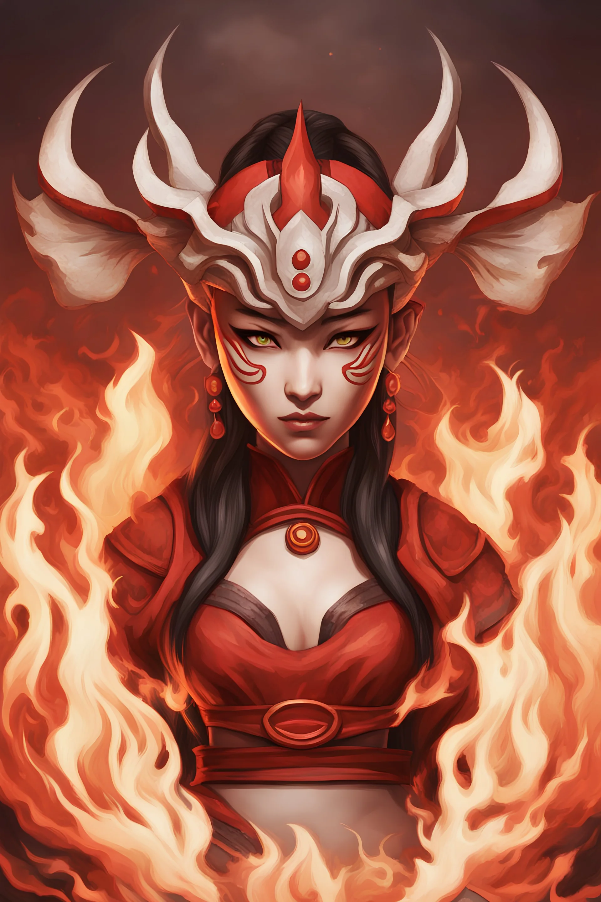 Fire nation female, asian, oni mask