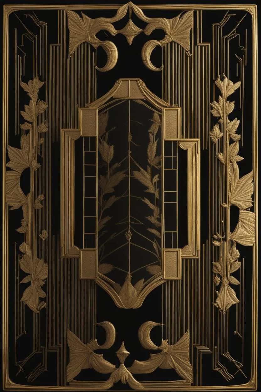 Gold art deco delicate picture frame on a black background