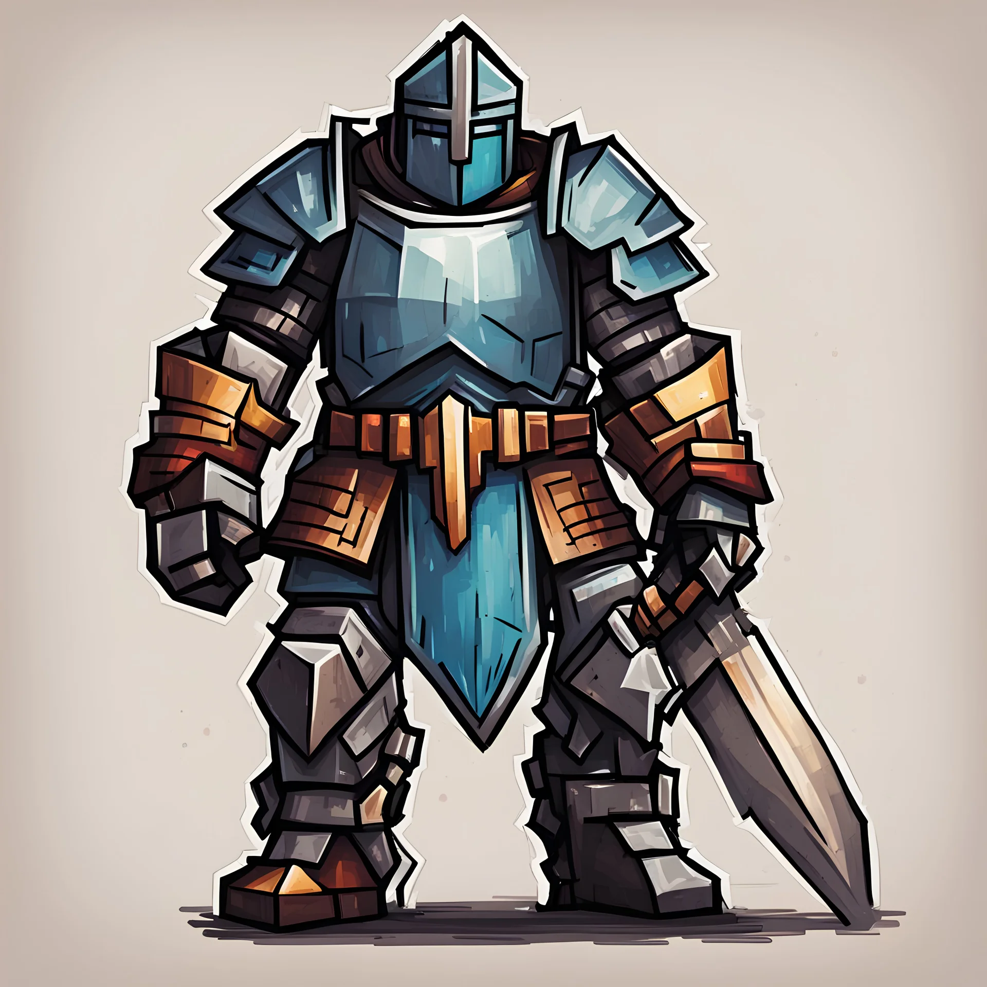 Heavy Knight in color sketch note minecraft art style