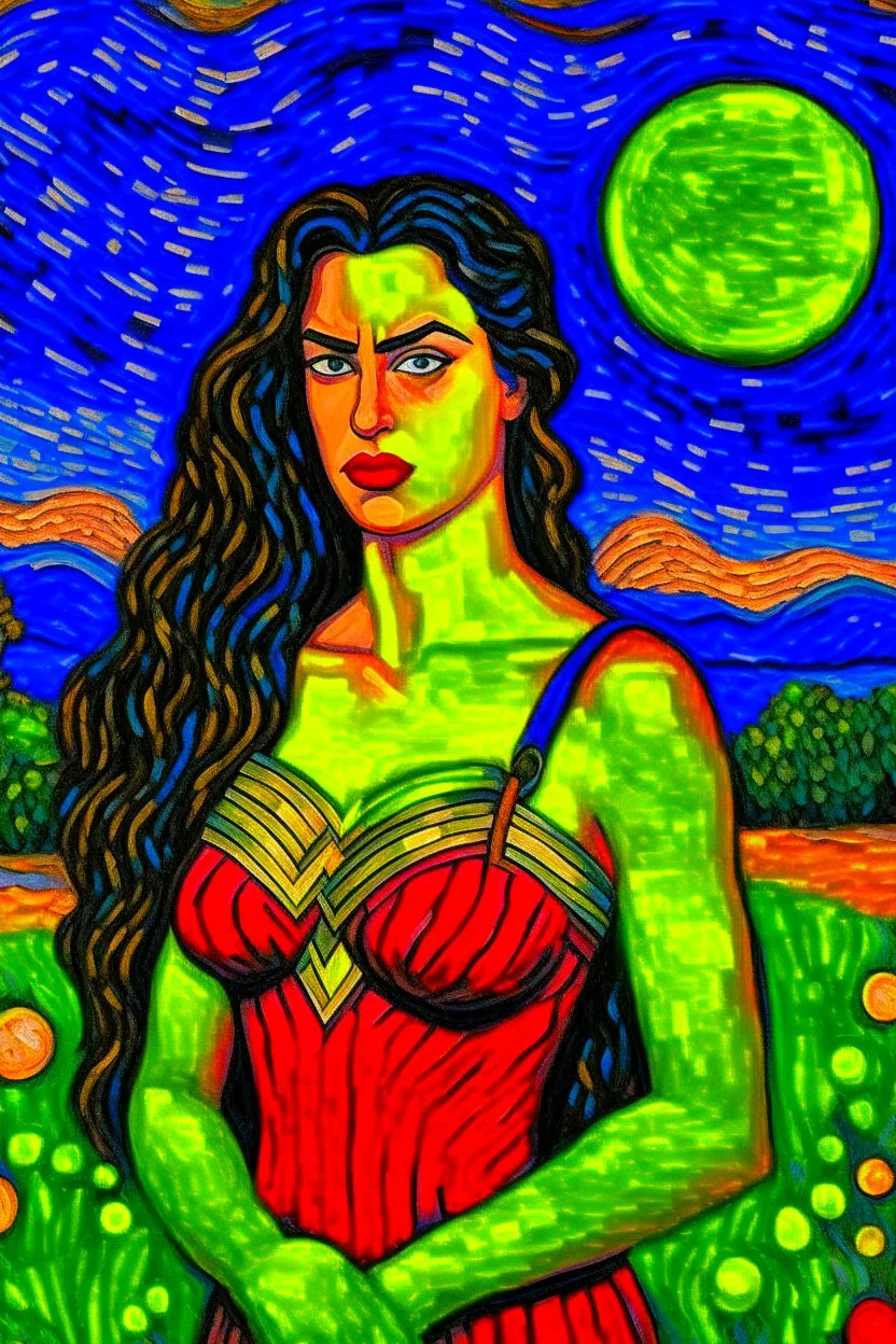 Wonder Woman as painted by Van Gogh