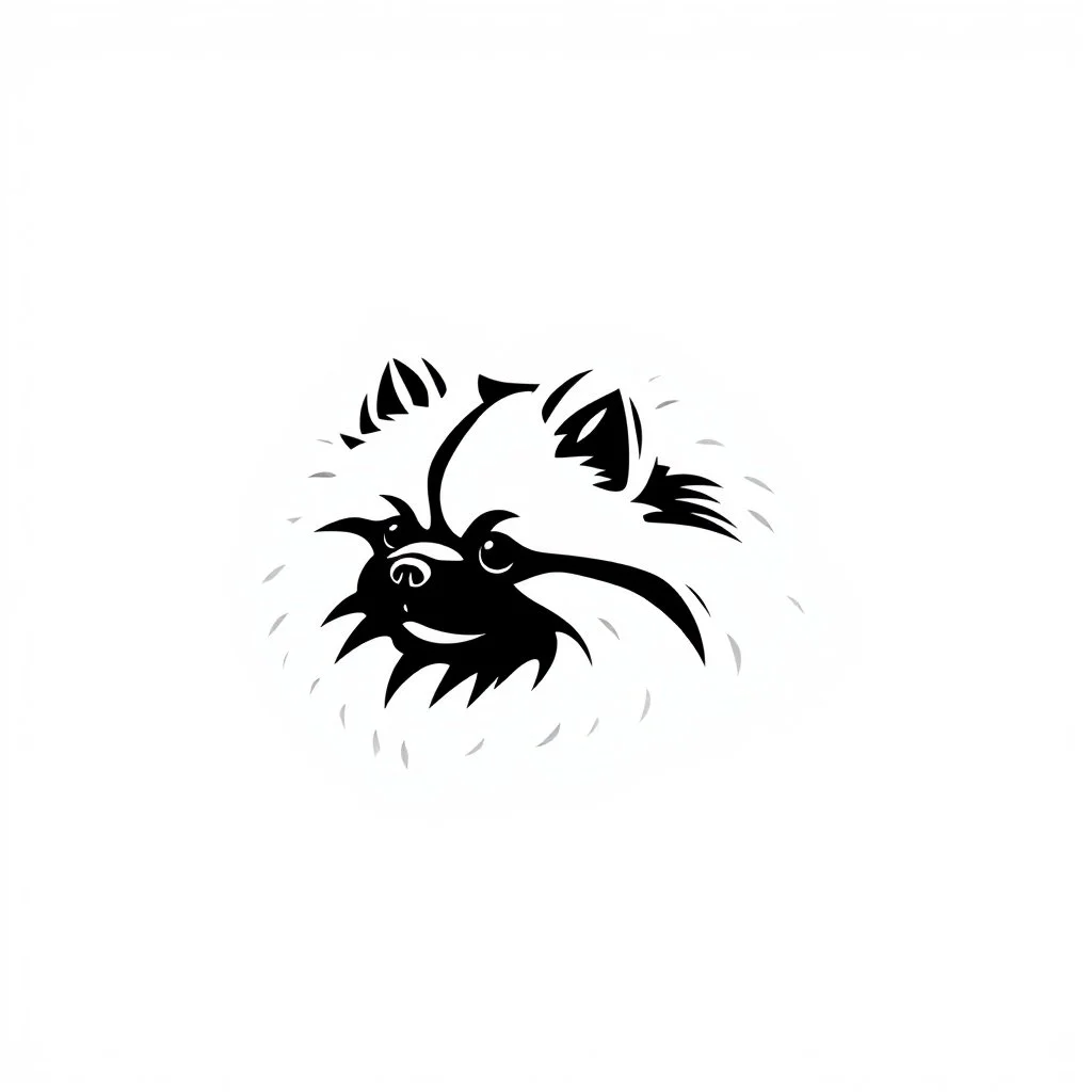 cute silhouette of a pomeranian , black on white vector