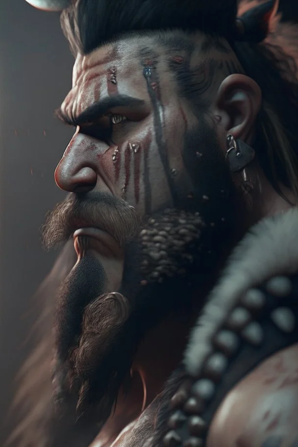 Barbarian barber, high detail, 8k, cinematic, depth of field, art