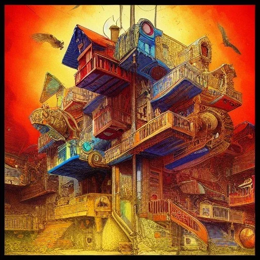 Details building cross section,v building interior architecture from external view ,colourful detailed room , Jean Baptiste Monge, strong lines, high contrast vibrant colors, highly detailed, 16k resolution, trending on behance