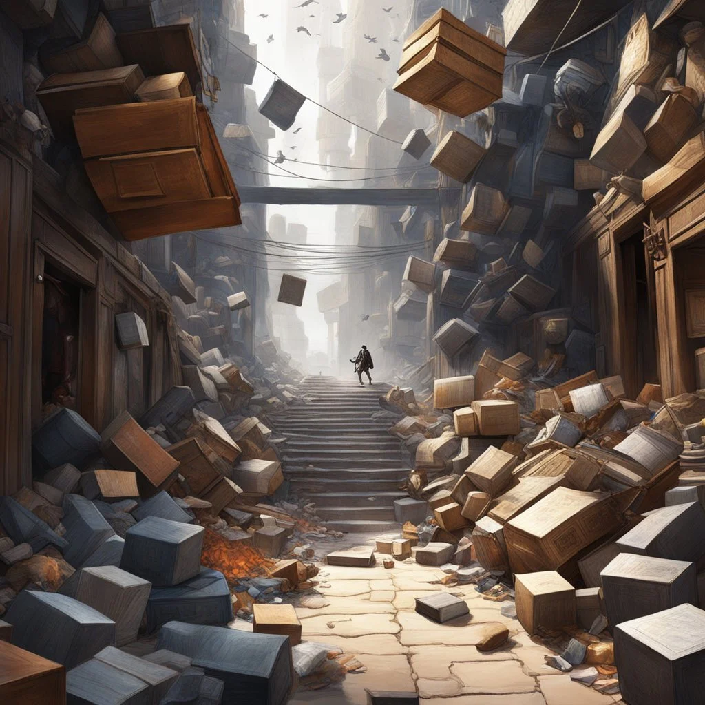 Ah, il obstrue le passage avec une multitude d'objets! Une scène d'obstruction visuellement captivante, n'est-ce pas? Ces objets qui s'entassent, créant un obstacle insurmontable, ajoutent une tension palpable à l'histoire. On peut presque sentir le poids de chaque objet qui entrave le chemin