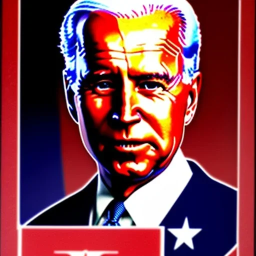 Full view Joe Biden as a football player trading card helmet, NFL logo