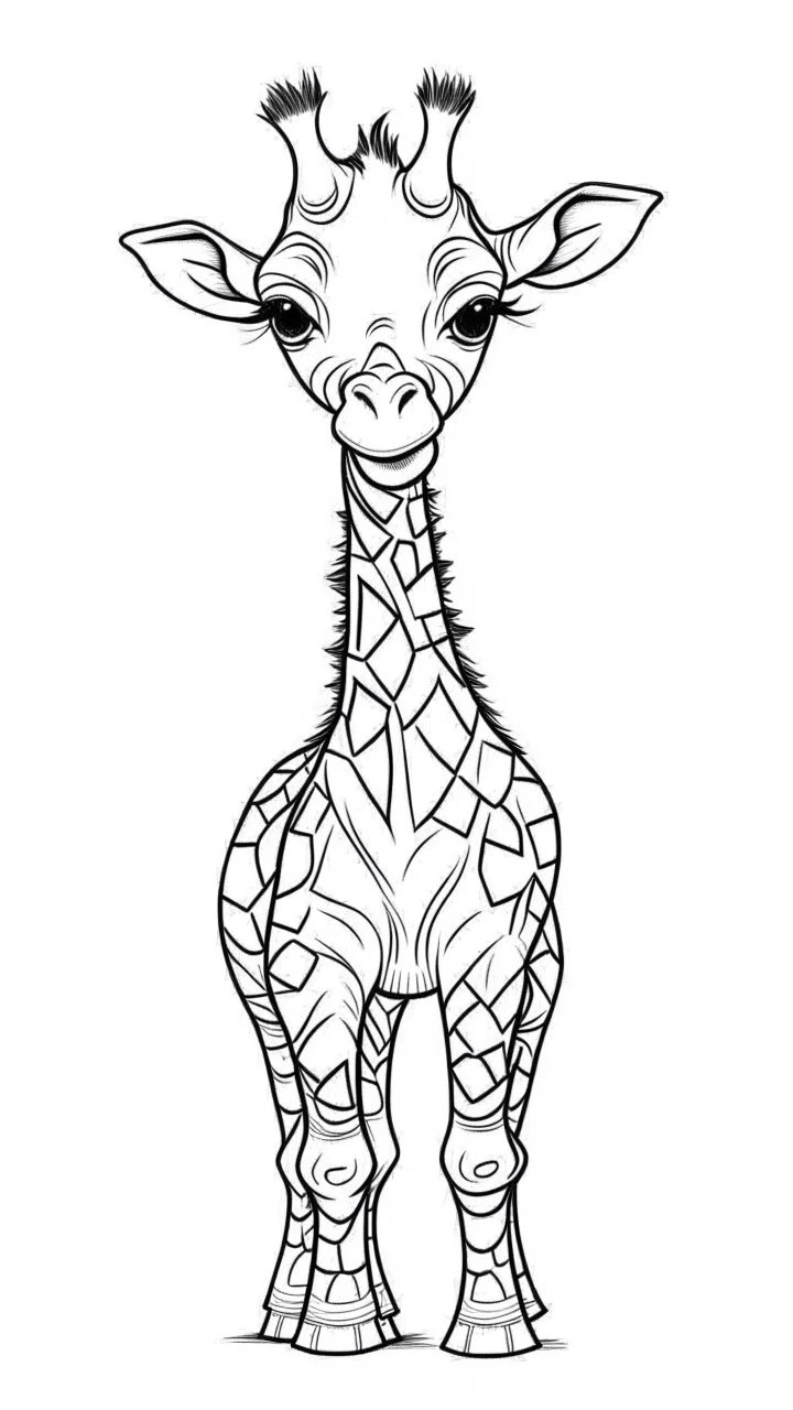 outline art for cute giraffe coloring pages, white background, sketch style, full body, only use outline, clean line art, white background, no shadows and clear and well