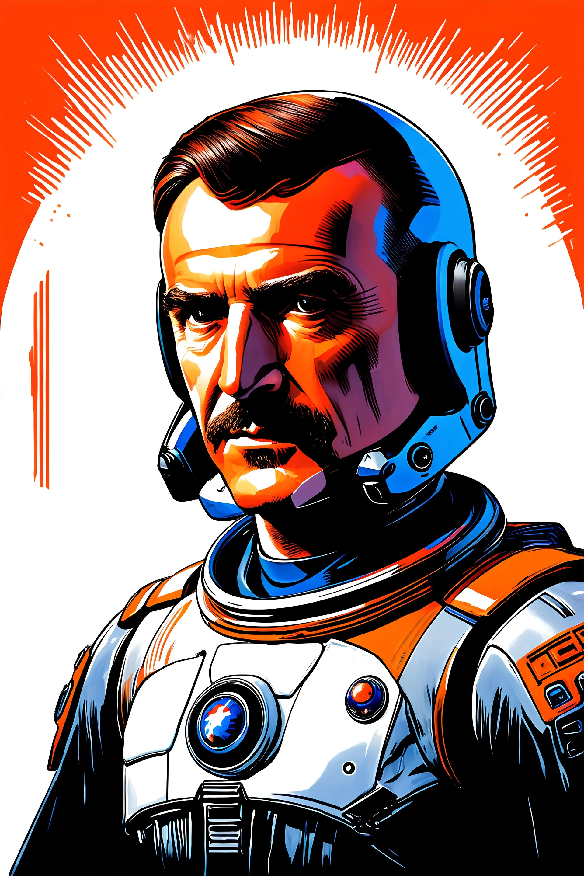 Portrait of a young sean connery, space suit, star wars style, Clasic Fantasy Art Style.