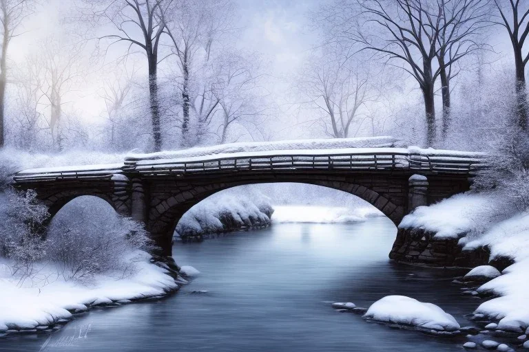 RIVER BRIDGE WINTER FALL