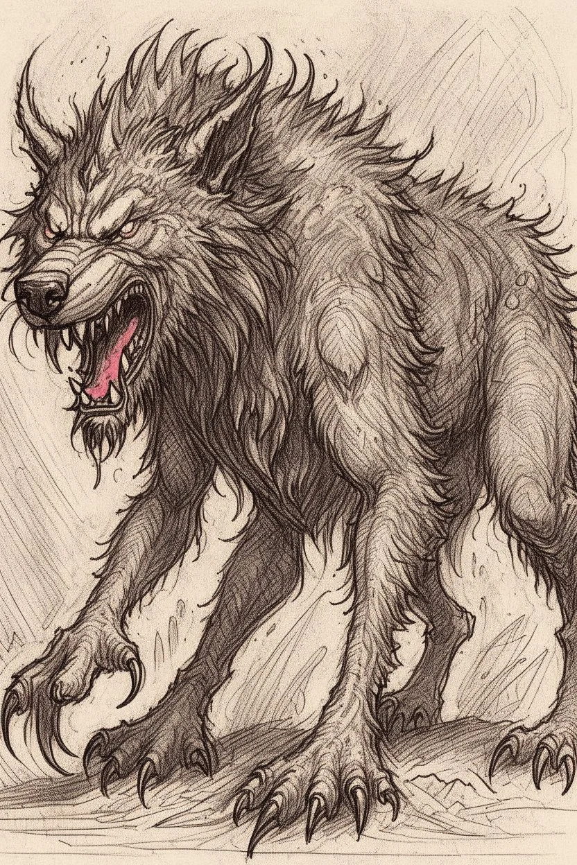 Wolf beast as drawn by HR Geiger