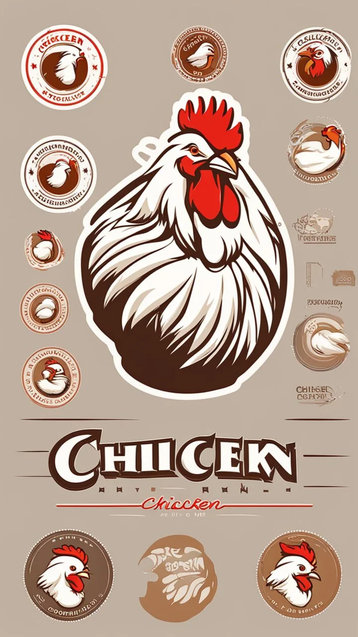 Generate a circular realistic sticker design with the text 'Chicken' in the center. Ensure the background is clean and minimalist, providing a polished and professional appearance. The focus should be on the clarity of the text and the simplicity of the overall design, making it suitable for various applications.