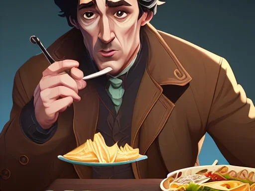  Sherlock holmes eating a taco