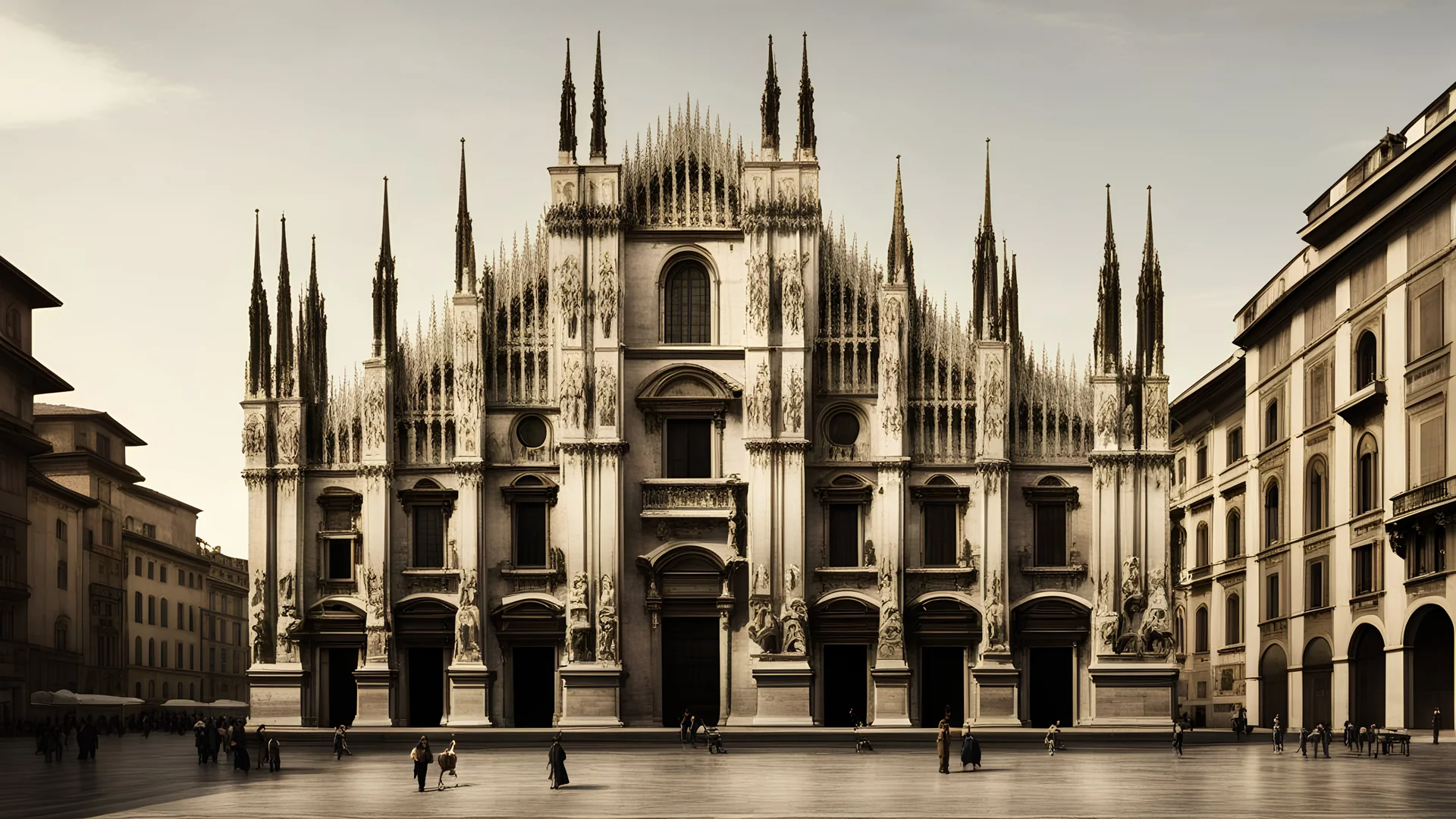 duomo of milan square in XVII century