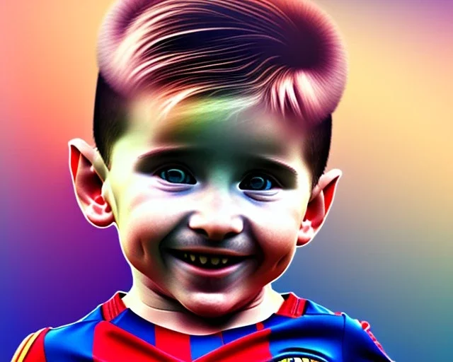 Lionel Messi as a baby, baby face portrait, smile, 8k resolution