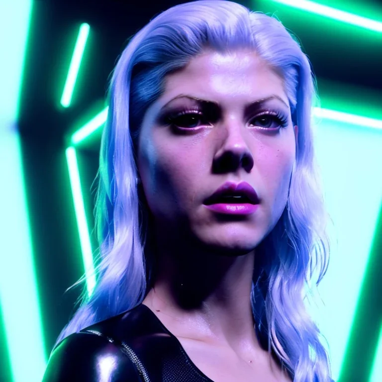 Actress, young Katheryn Winnick, android woman, neon ambient, gradient, clean skin, circuits, leather coat, cyber punk, neon, army, tubes, blood, portrait, studio photo, unreal engine 5, smooth color, 16 bit, god lights, ray tracing, RTX, lumen lighting, ultra deatail, volumetric lighting, 3d, finely drawn, hd.