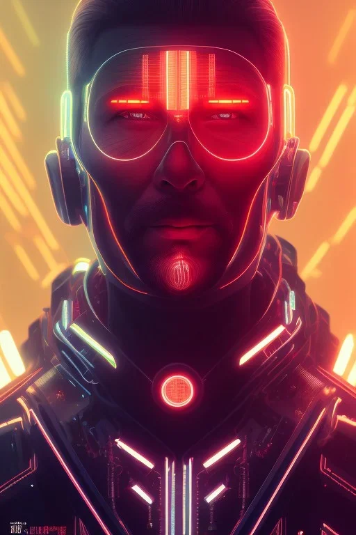 cyberpunk, head, men, portrai, tron