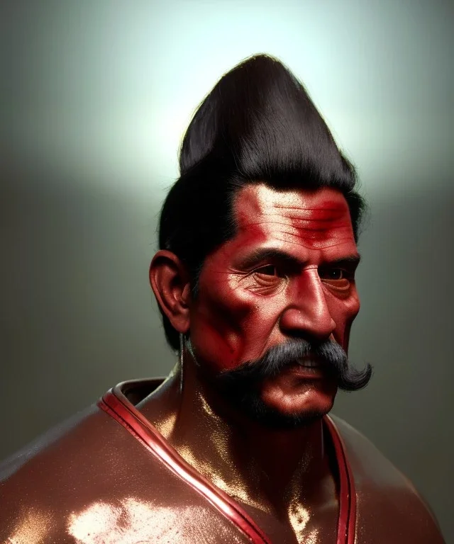 Portrait Mexican Man, wrestling, retro 80s style, hot ambient, photo studio, red, gold, vibrant color, highly detailed, art stations, concept art, smooth, unreal engine 5, god rays, ray tracing, RTX, lumen lighting, ultra detail, volumetric lighting, 3d, finely drawn, high definition, high resolution.