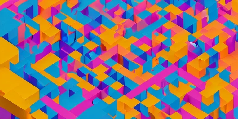 3D colorful geometric installation, realism, simplistic, studio lighting, C4D, 16k, Behance, Artstation, symmetry, centered, top down camera, vibrant