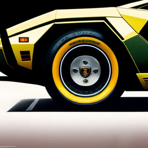 fullbody Drawing of '1980 Lamborghini Countach',intricate detail,andrea bonelli,Kilian Eng,Ohrai,evan lee,Aleksandr Sidelnikov,three quarters frontal aerial view,toned colors,16k