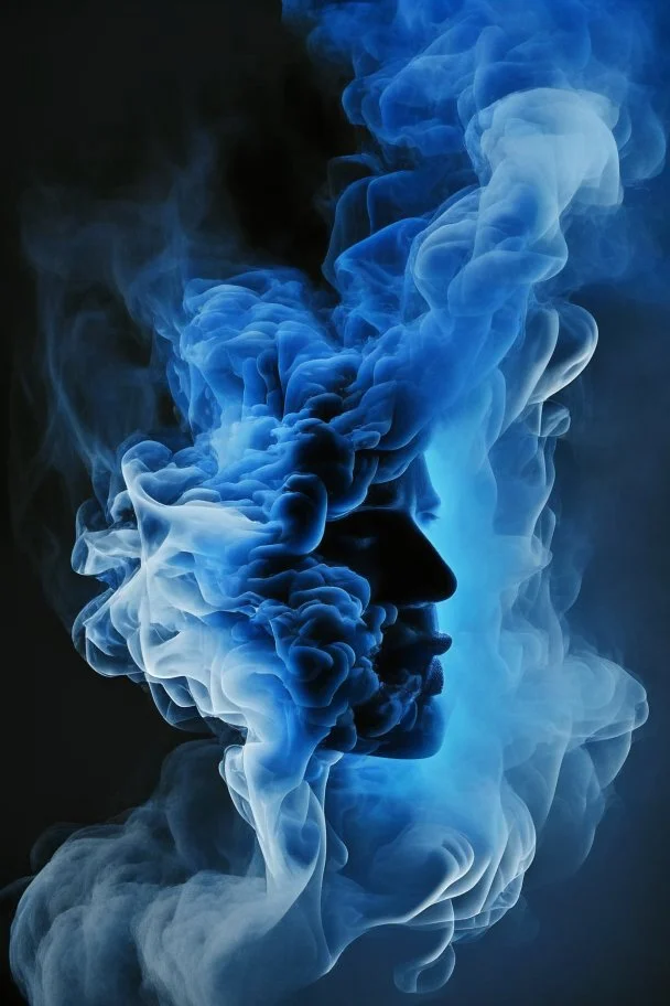 blue smoke in a shape of a smoke person smoke smoke cloud