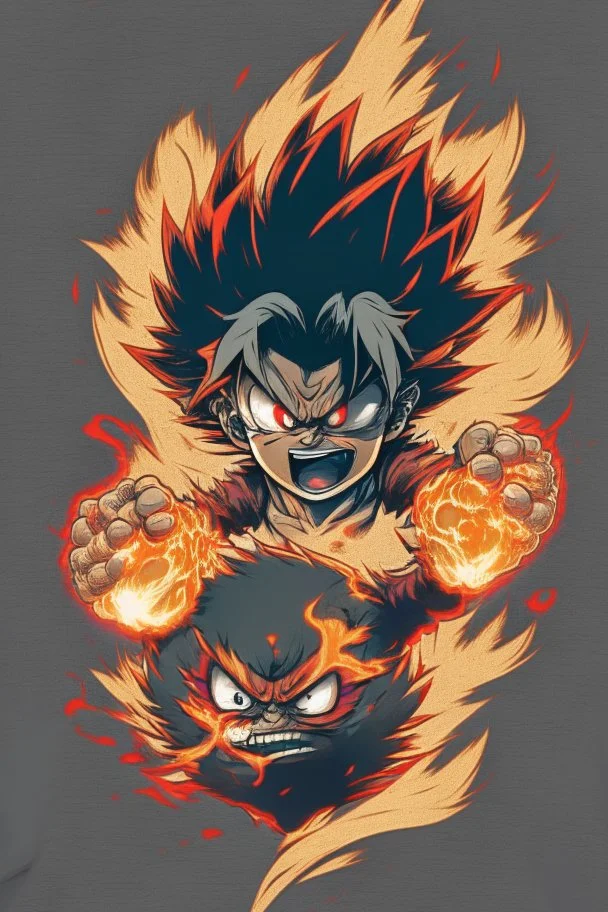 Angry anime design holding a fireball