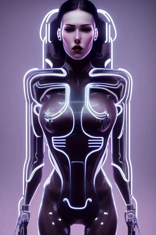 cyberpunk, black latex body, women, body portrai, big boobs, open mouth, highlight eyes perfect, skin, tron, cyborg , perfekt, real, dream, hr giger