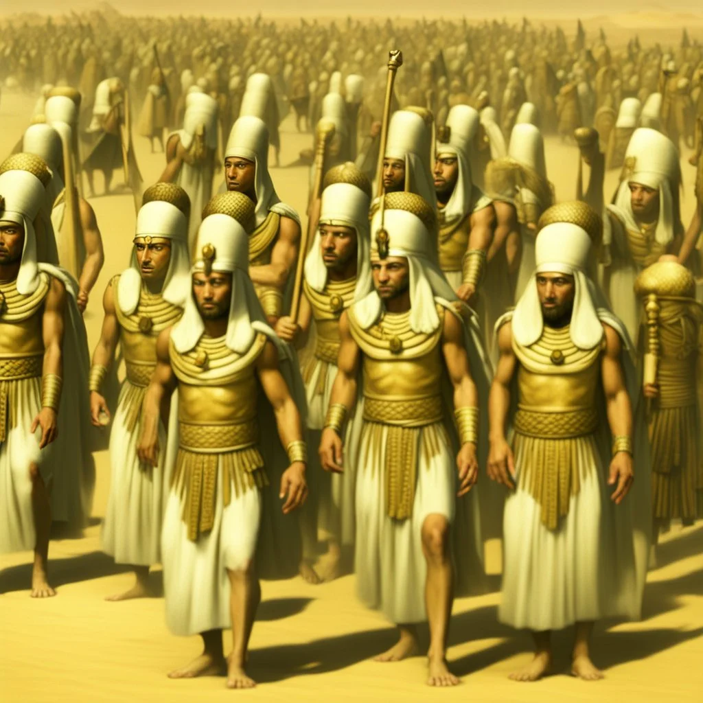 A group of Pharaoh's soldiers enter bags