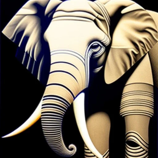 Cubist painting of an elephant