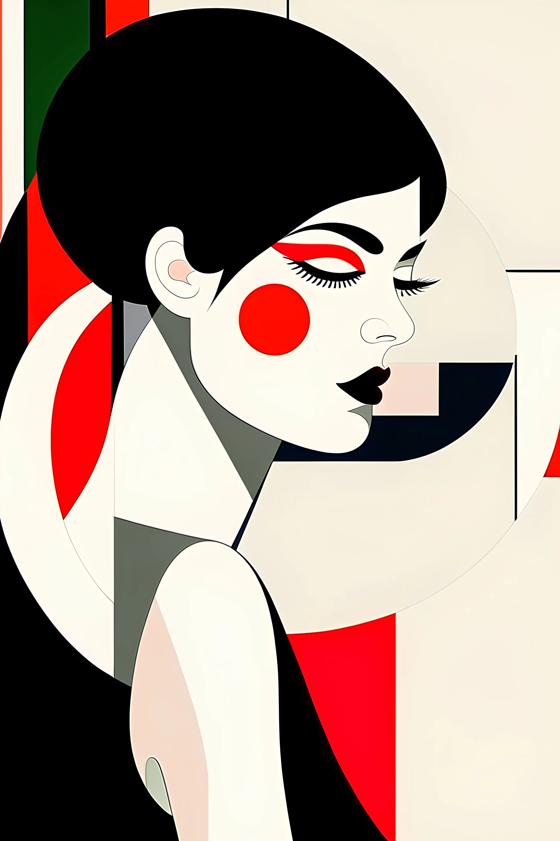 beautiful woman, abstract minimal, bauhaus