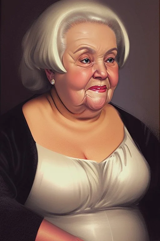 rich old woman with some fat, attractive portrait