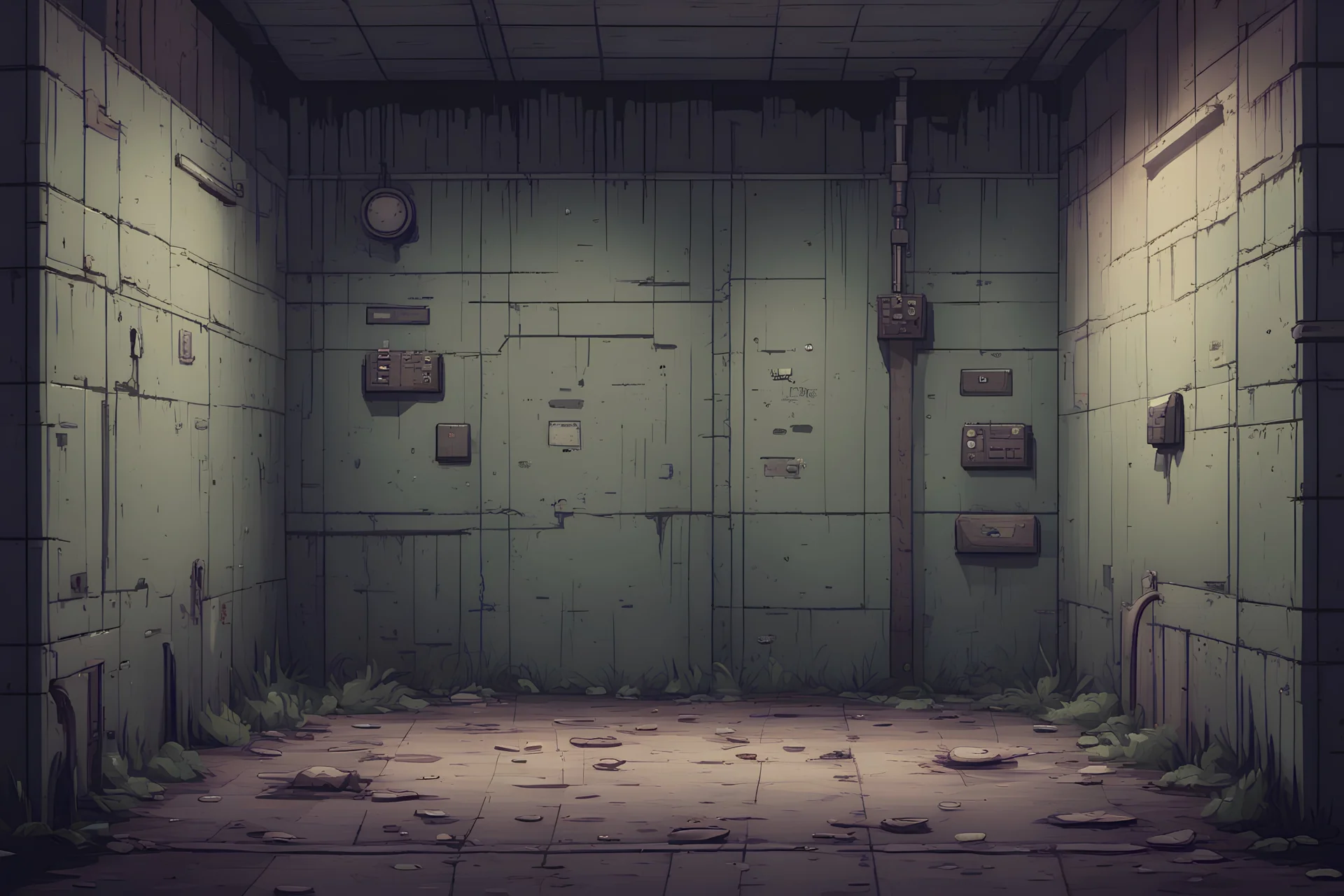 creepy wall, military base, abandoned, pixel art, 2D, video game asset