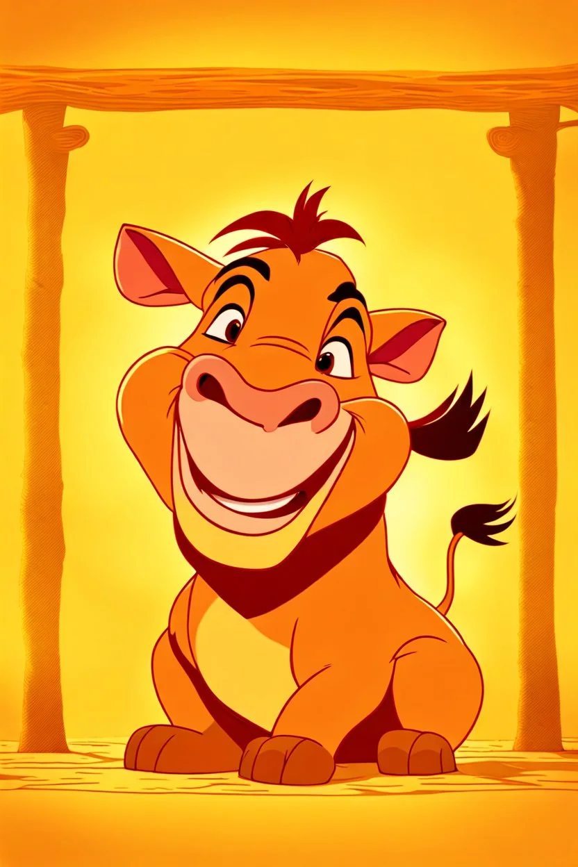 Pumba from the lion king sitting and smiling