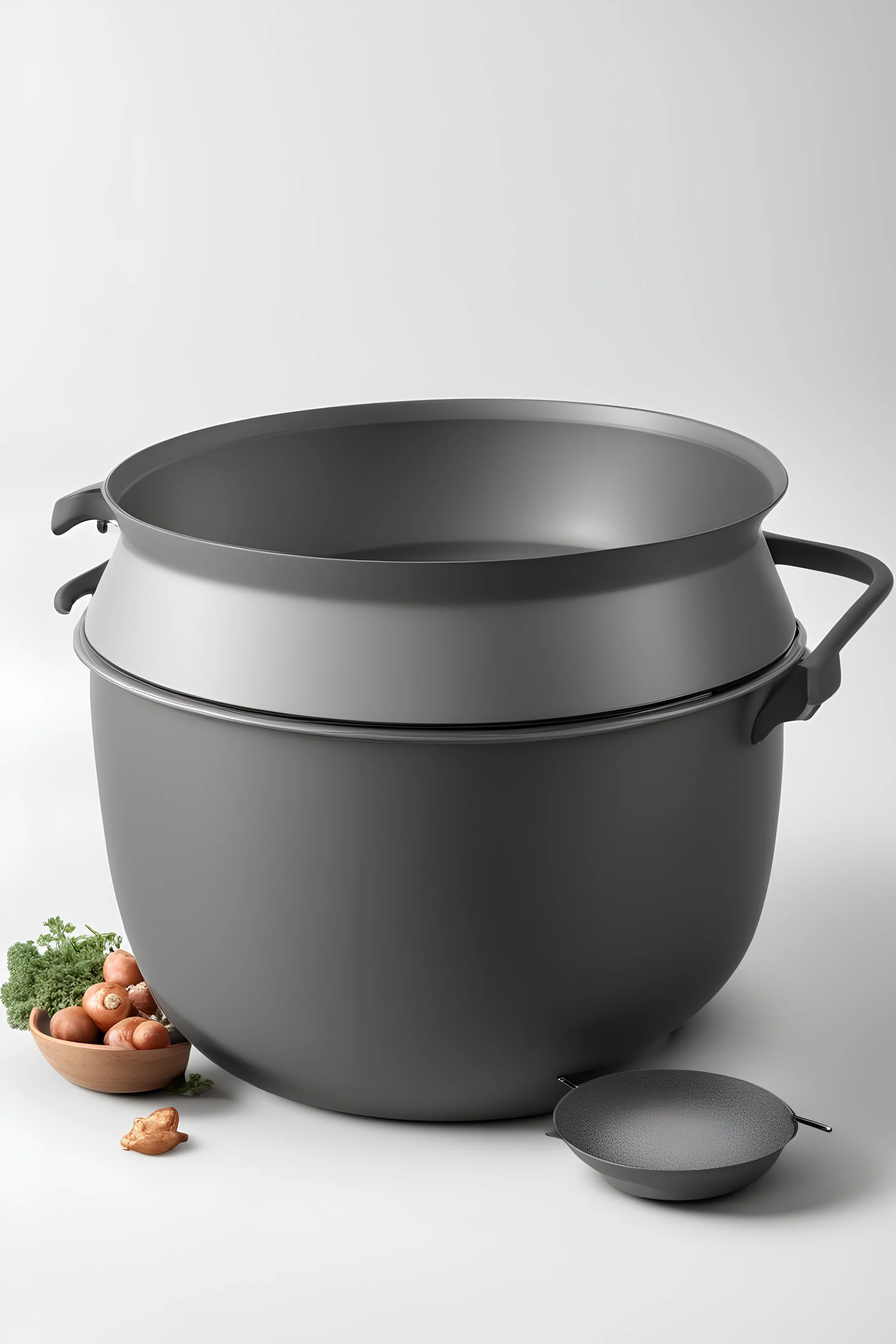 dark gray Dutch oven, white background