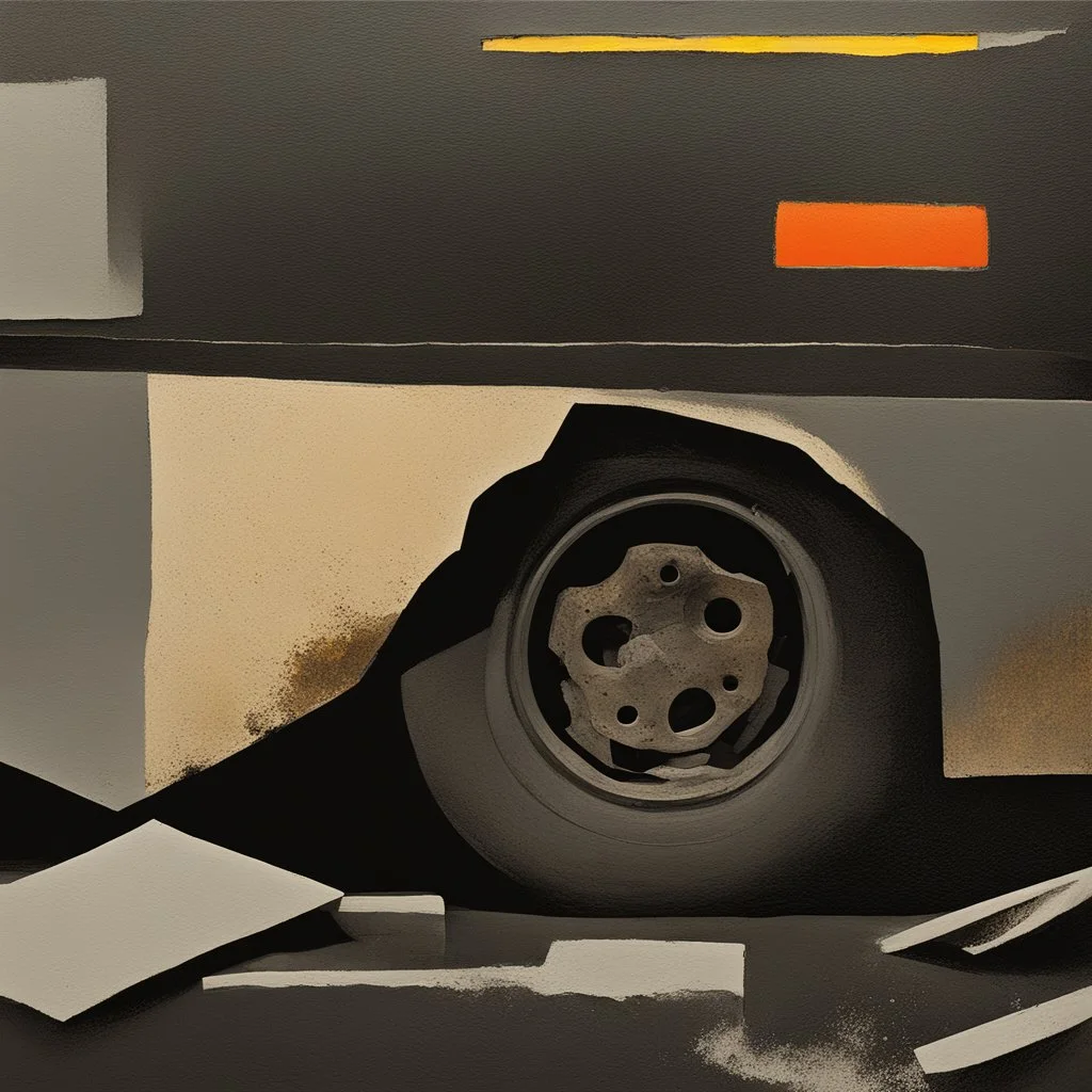 Minimal abstract oil paintings close up car parts and concrete fragments illuminated at night style of Justin Mortimer