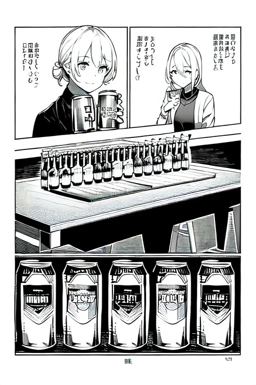 table with beer cans, grayscale