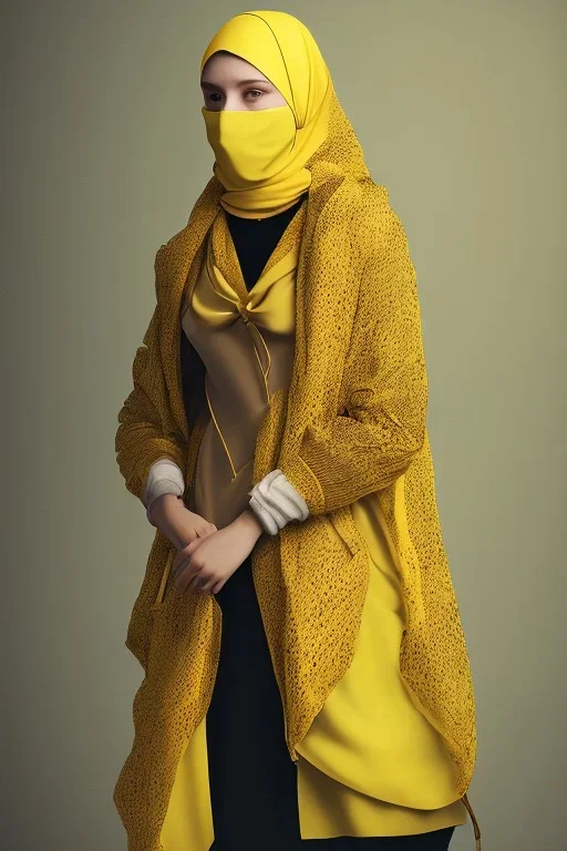 mø, high light ,yellow tones, hijab, covered head