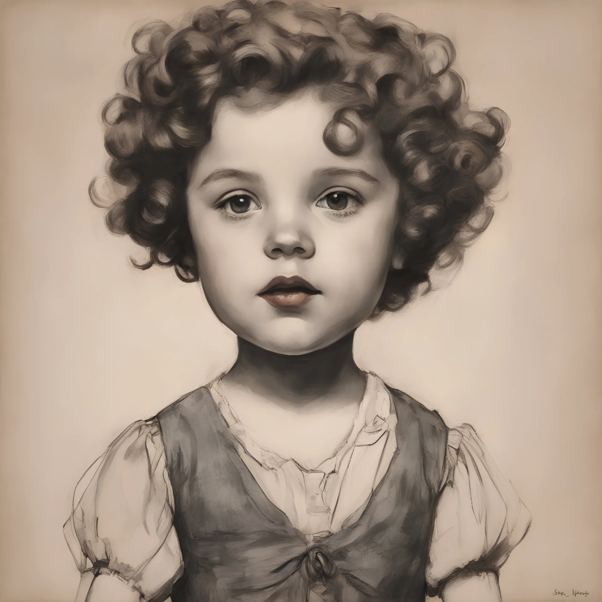 Shirley temple in the style of egon Schiele